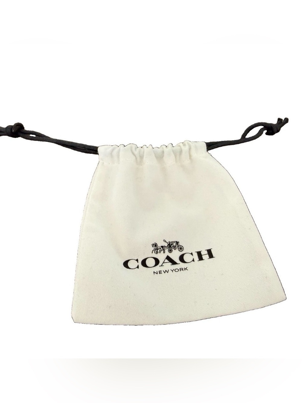 Coach New York Mini Drawstring Gift Pouch Small Cotton Dust Bag White Black NEW
